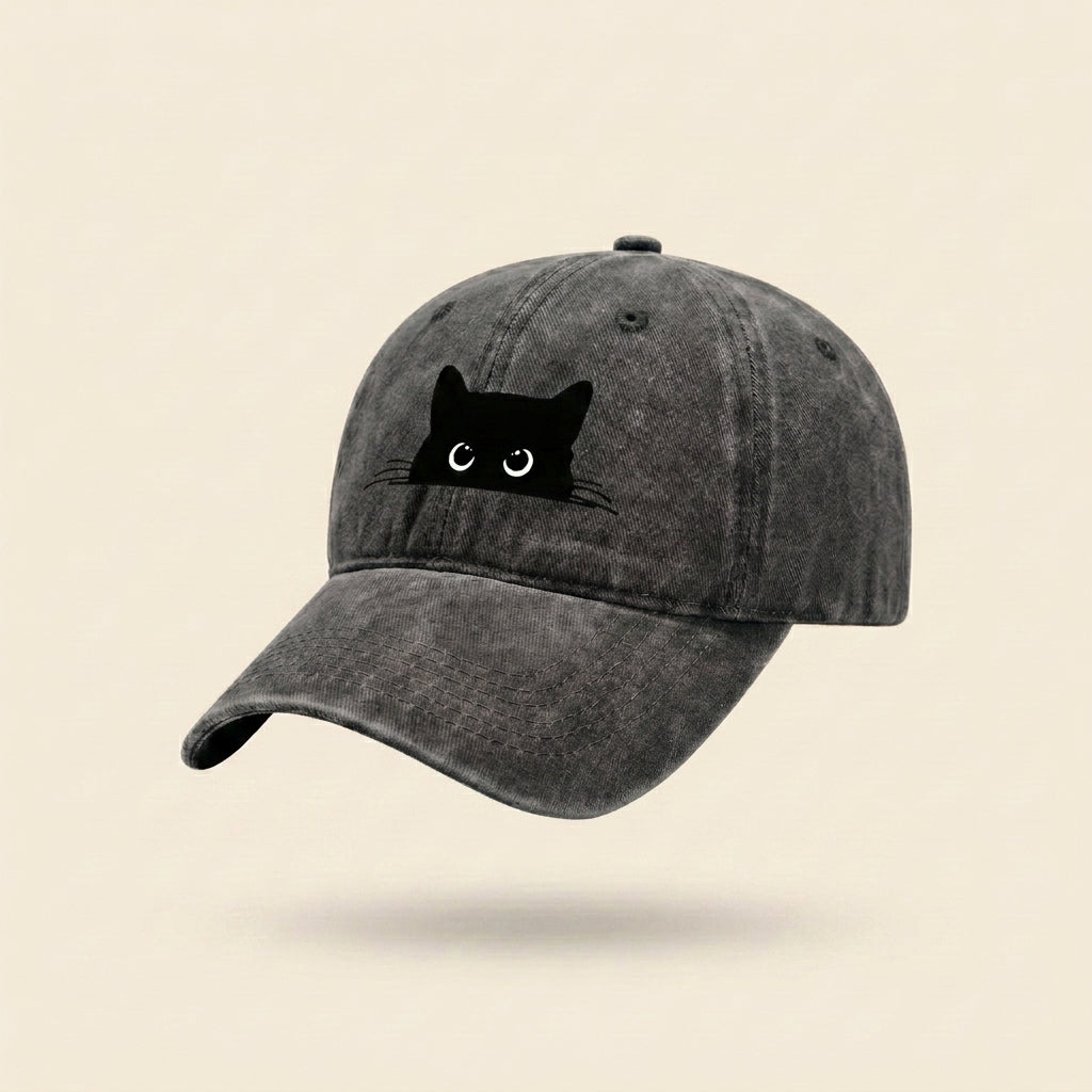Peekaboo Black Cat Cap
