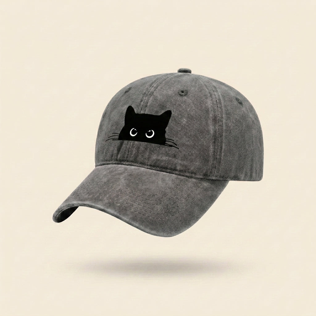 Peekaboo Black Cat Cap