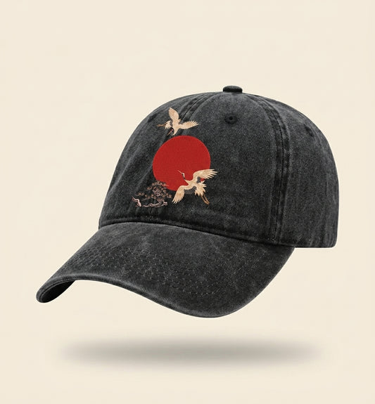 Red-Sun Cranes Cap