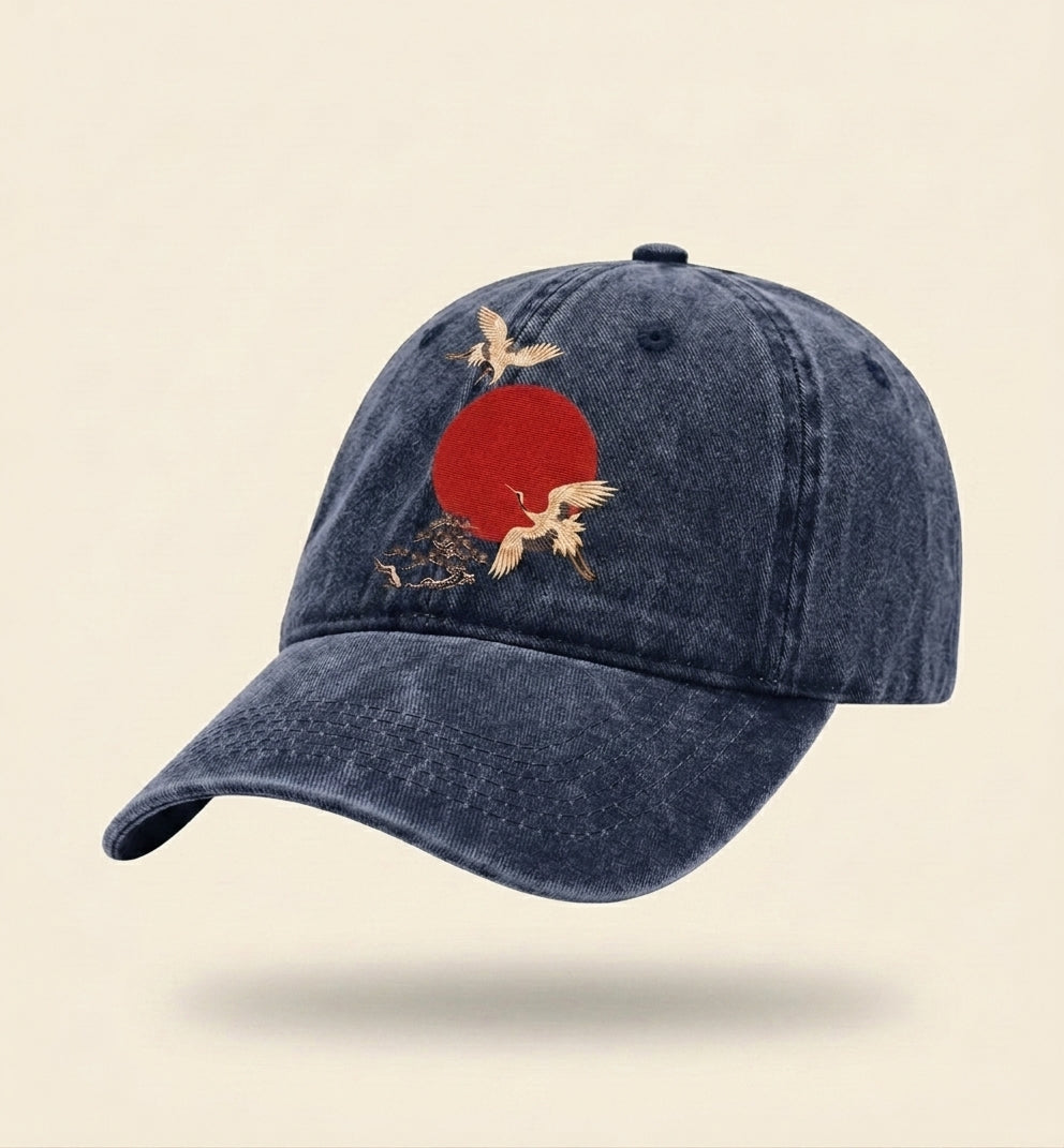 Red-Sun Cranes Cap